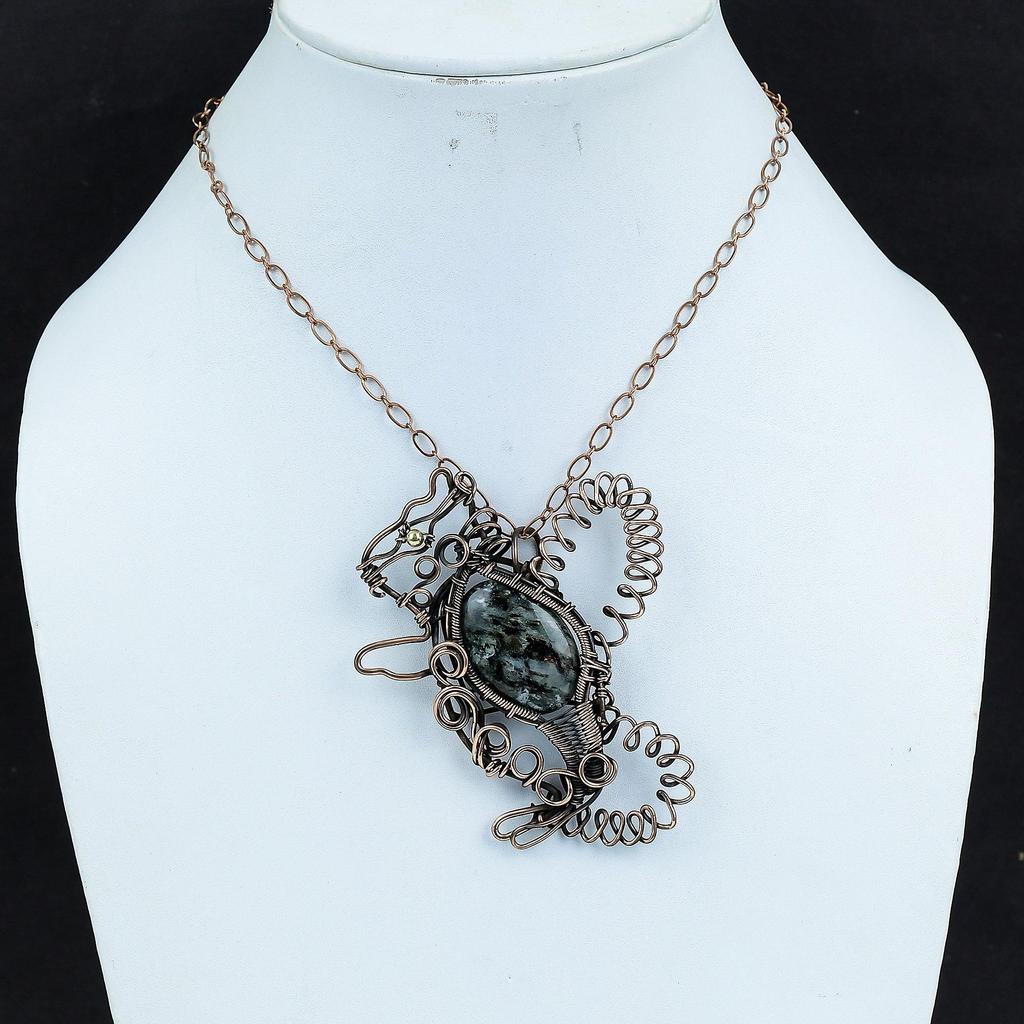 Astrophyllite Pendant Copper Wire Wrapped Pendant Rabbit Pendant Astrophyllite Gemstone Jewelry Handmade Latest Design Pendant Gifts For Her