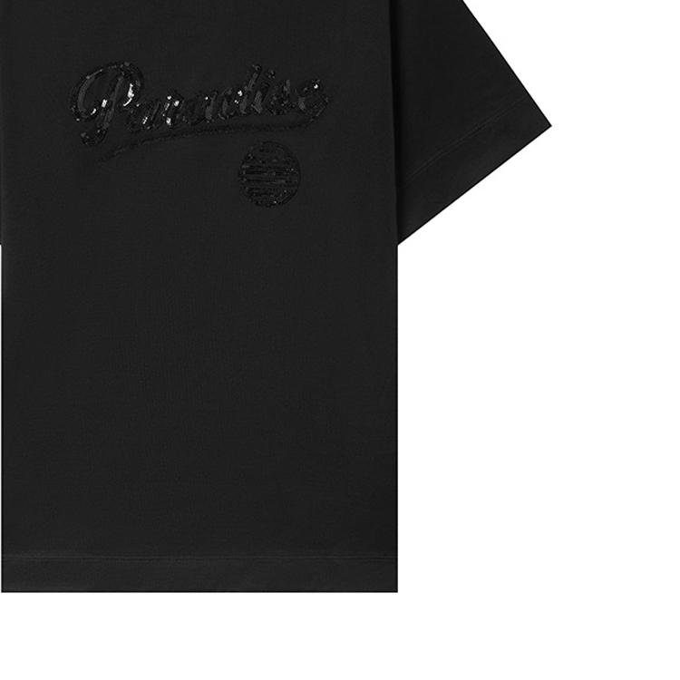 Emporio Armani Мужская футболка с коротким рукавом и круглым вырезом с принтом букв Черная 3R1TBH-1JSAZ-0043