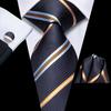 Hi-Tie Dark Gold Plaid Jacquard Mens Silk Tie Classic Necktie Cufflink Hanky Set