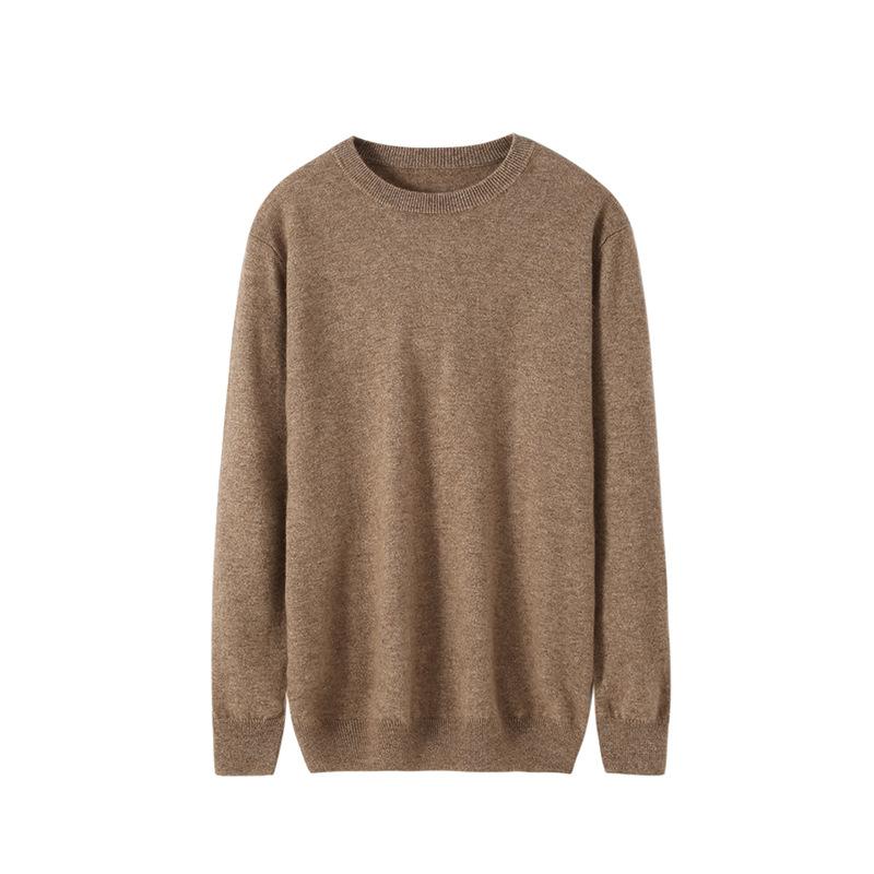 2025 crew neck cashmere sweater thickened solid color long-sleeved sweater knitted bottomed wool sweater