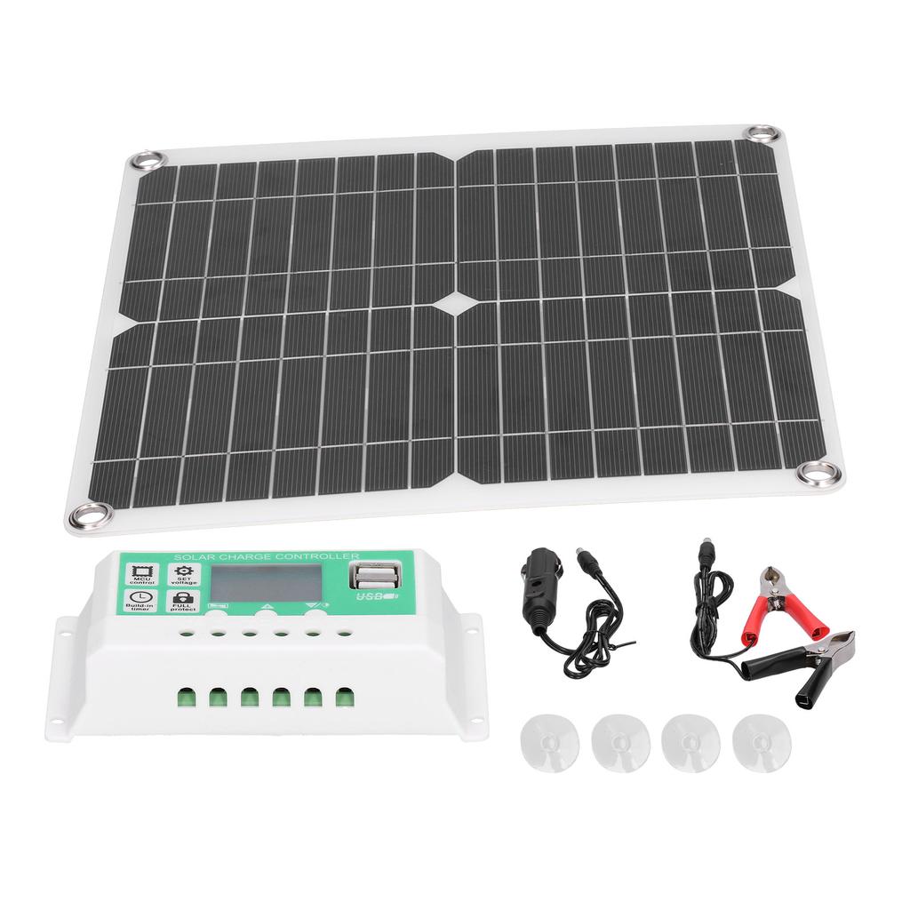 40W 18V Monocrystalline Silicon Flexible Solar Panel with 40A Solar Charge Controller with Dual USB