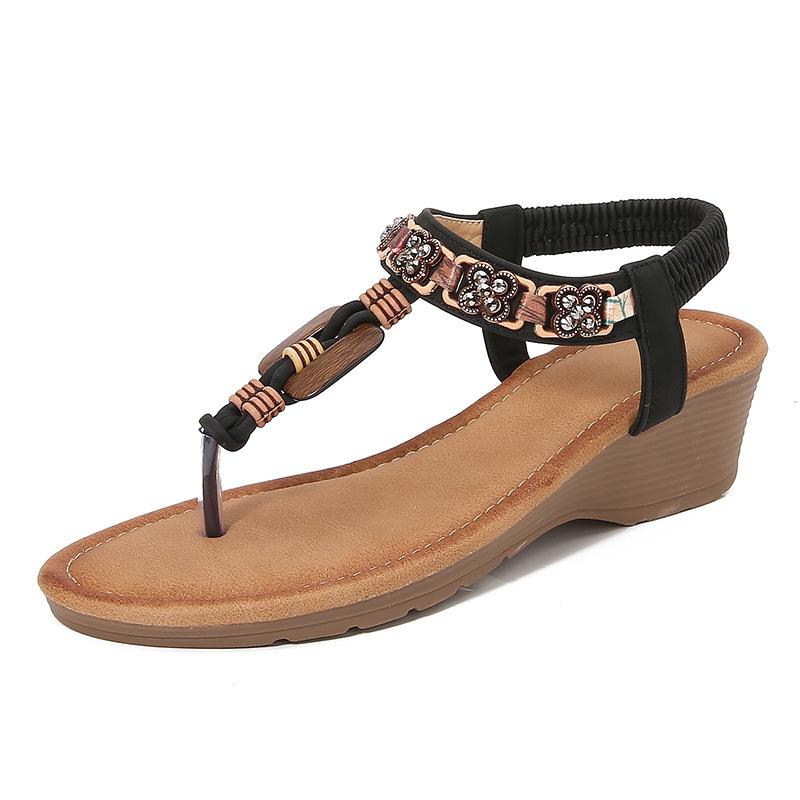 2024Ladiesshoes Bohemian новые модные босоножки со стразами на платформе и танкетке женские туфли