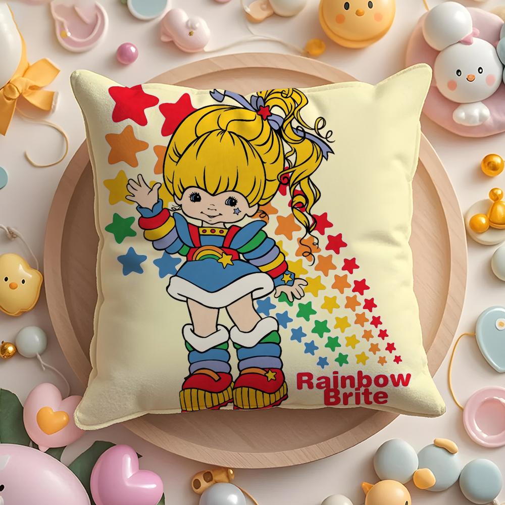 Cute RRainbows BBrite Pillow Case Soft Plush Fabric DoubleSided Printed Cushion Cover Warm Winter Sofa Pillow Case