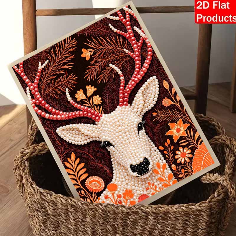 Pearl painting handmade DIY 5D pearl deer flower pattern decorative hanging painting