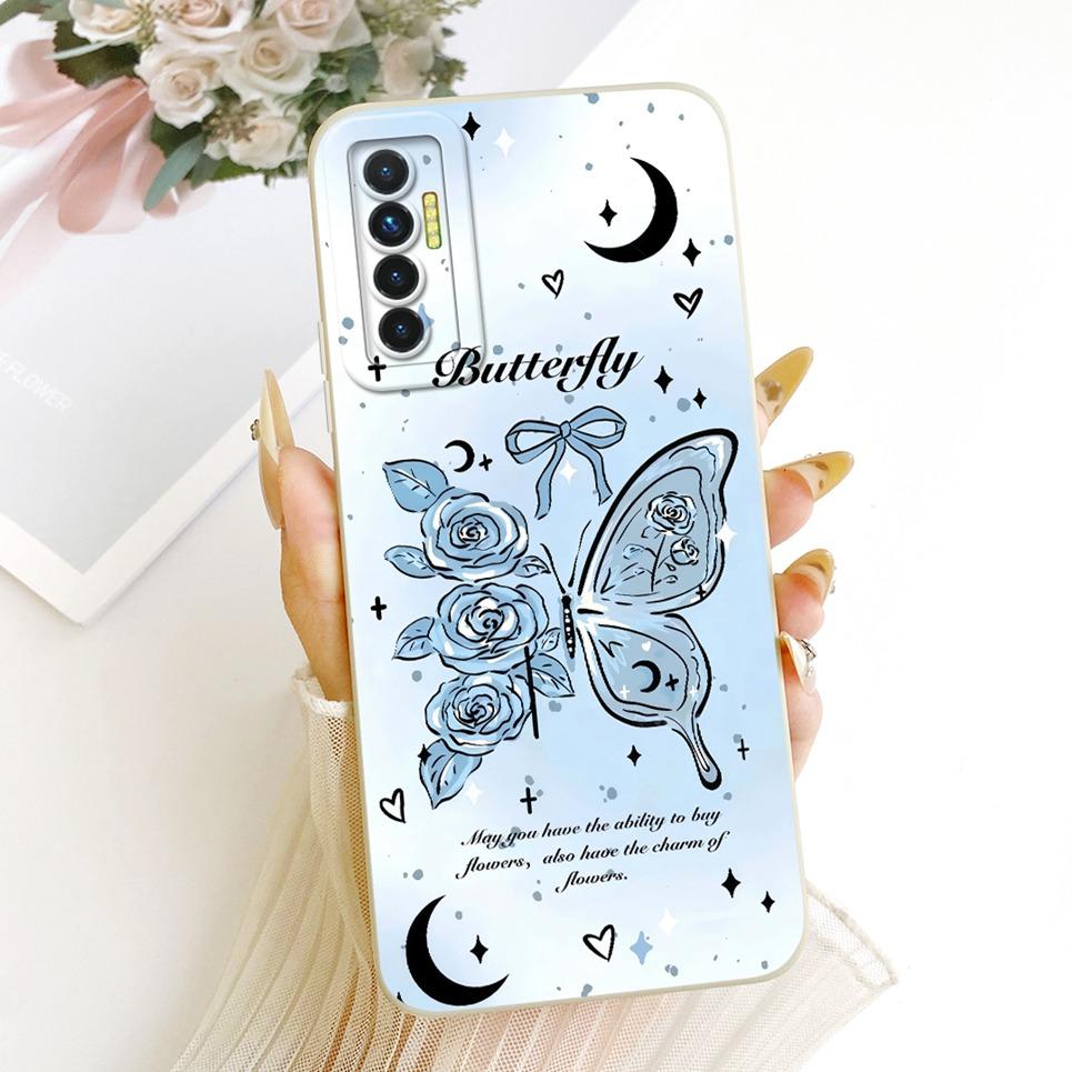 Daisy Bow Pattern Butterfly Flower Cherry Back Cover For Tecno Camon 17 17P 17 Pro Phone Case Soft Silicone Casing CG6 CG7 CG8