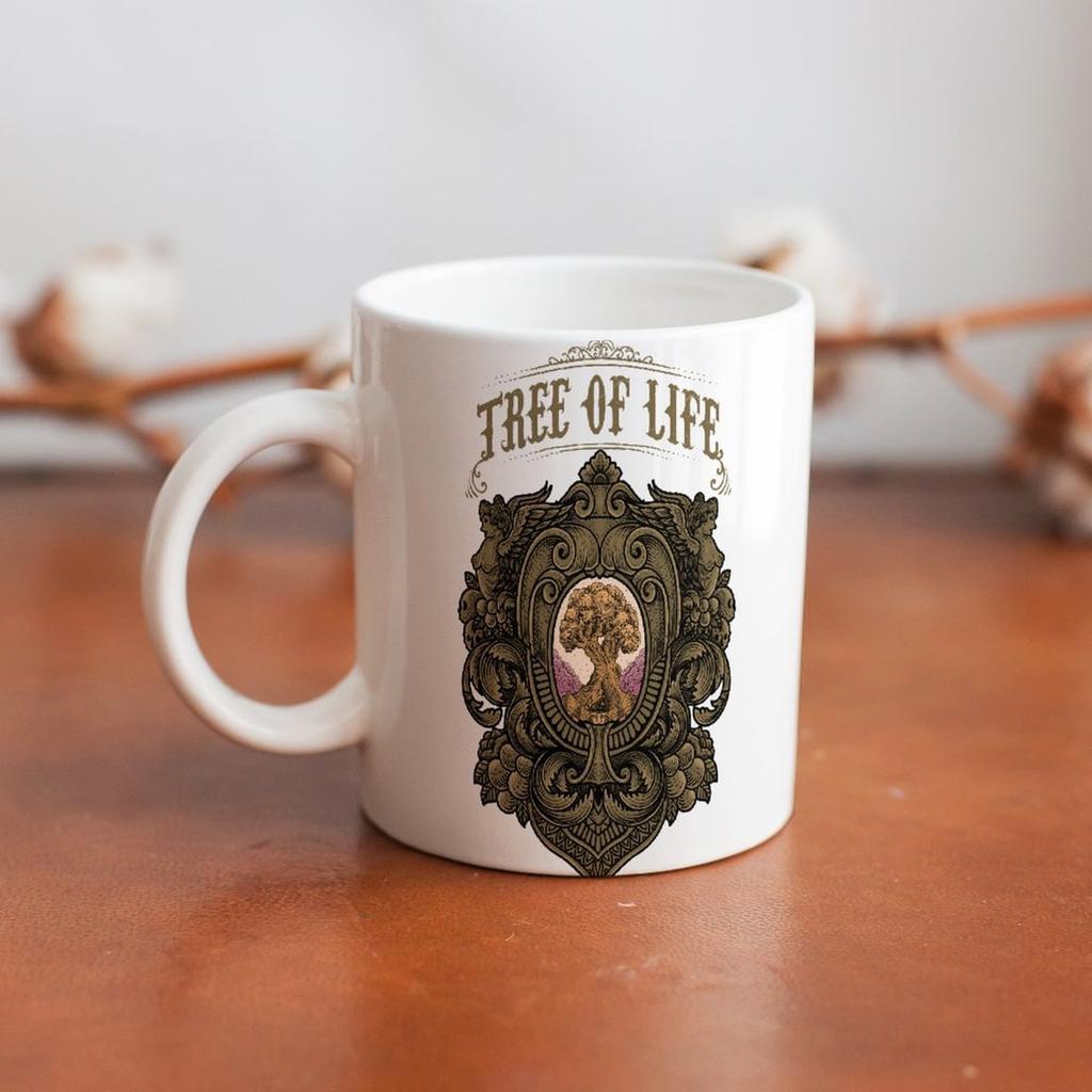 11oz White Ceramic Mug with Dual-Side Printed Surface and Smooth Grip, Perfect for Everyday Coffee Lovers and Tea Drinkers