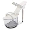 Mclubgirl 34-43 Size Sexy High Heel Shoes 15cm Thin Heeled Platform Sandals Transparent Crystal Shoes Wedding Shoes LFD-190-18