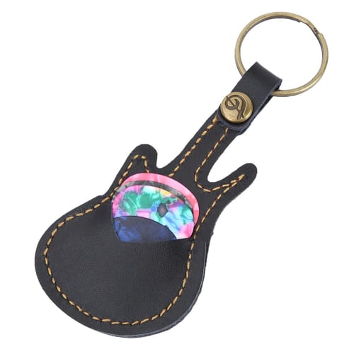 Guitar Pick Holder with 5 Picks, 12x5.2cm Electric Guitar Shape, Hangs from Keys, Compact, Ultra-Lightweight, Portable, and Easily Lost, Perfect Gift