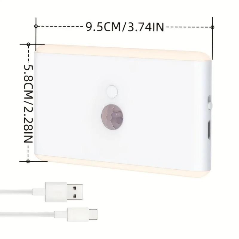 1 шт. USB-перезаряжаемый светодиодный светильник с датчиком движения, настенный RGB-ночник для коридора, кладовки, кухни, домашнего декора