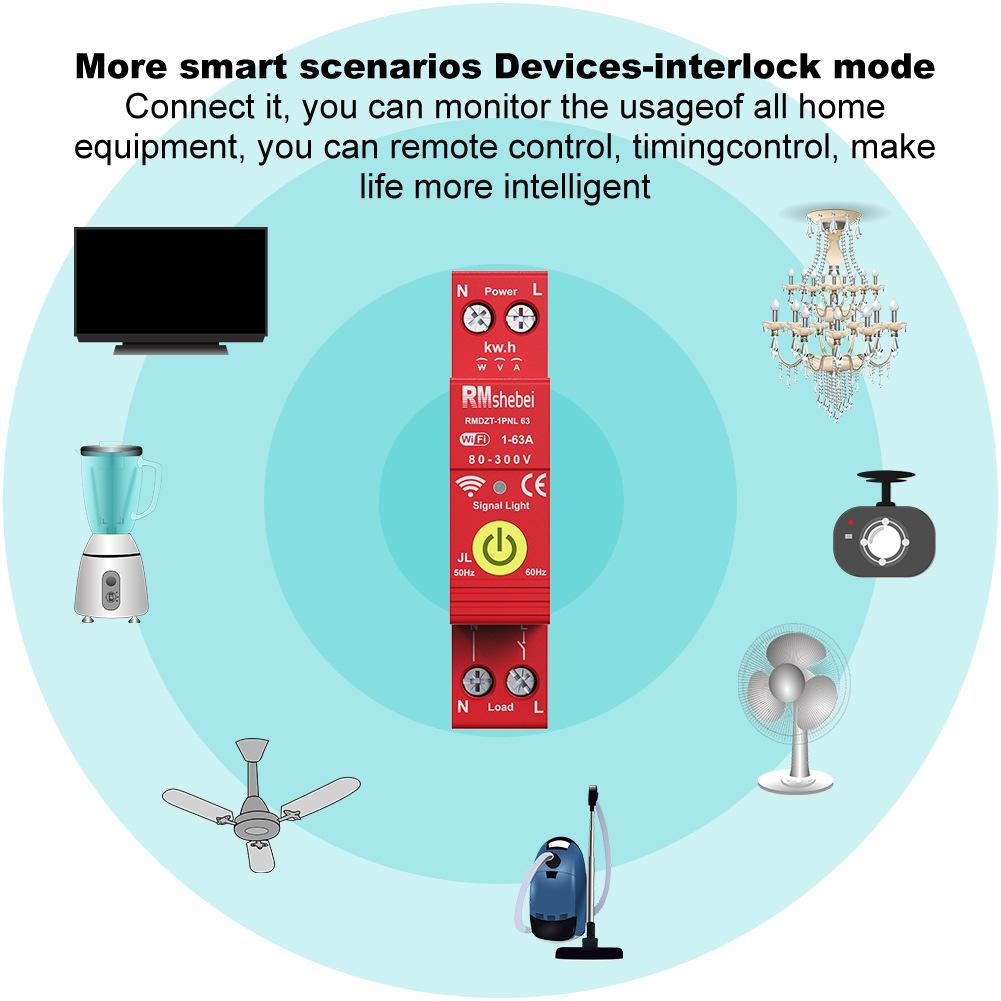 Интеллектуальный автоматический выключатель Tuya WiFi 1P с таймером повторного включения, крепление на Dinrail, автоматический выключатель повторного включения