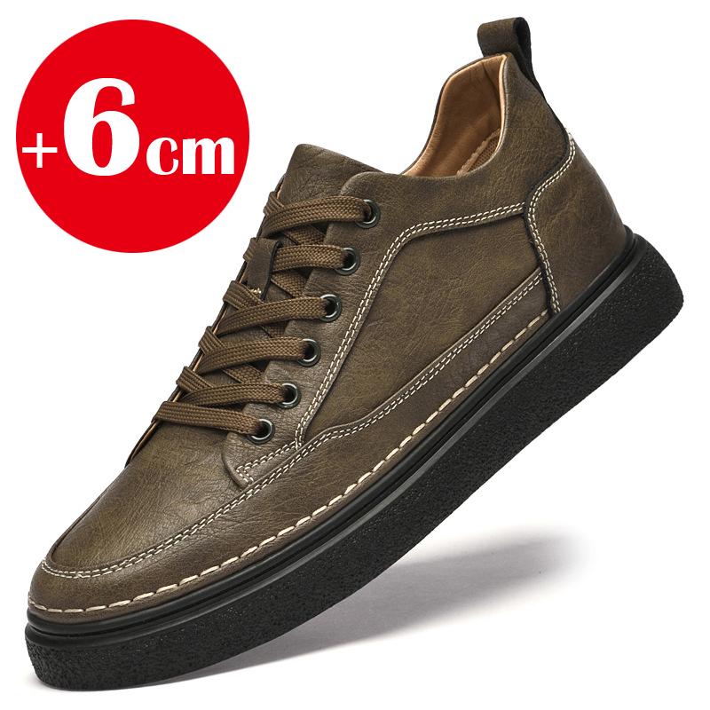 Man Lift Cowhide Sneakers Booster Genuine Leather Elevator Shoes Men Height Increase Insole 6cm Designer Taller Male Casual