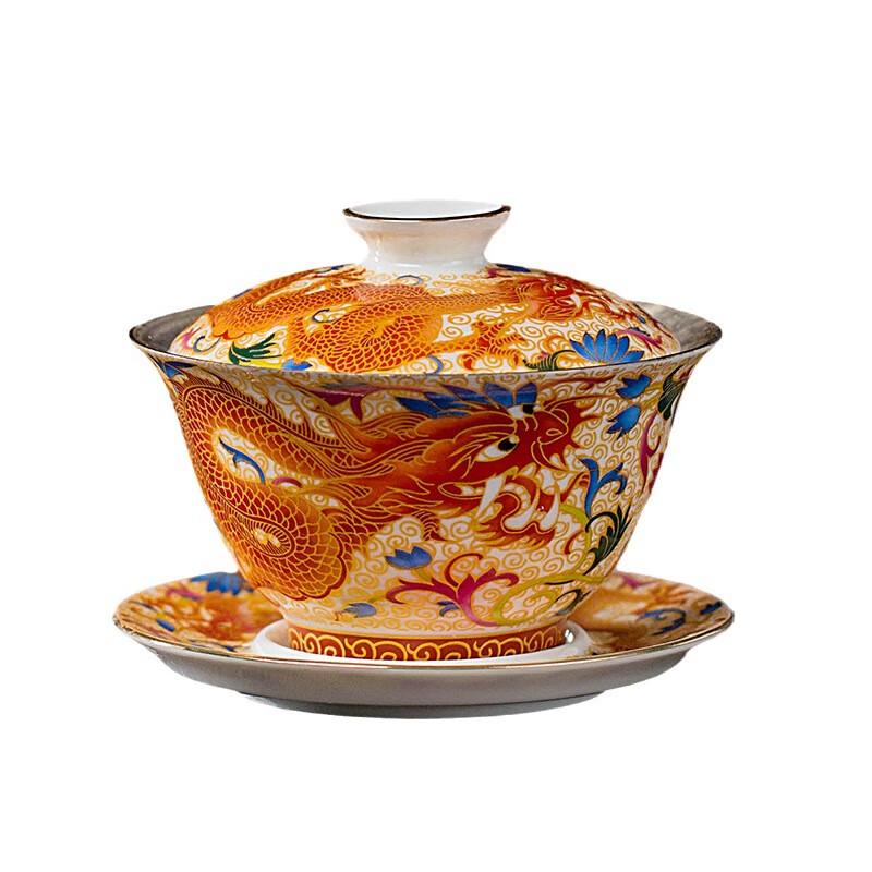 Эмалевый гайвань в дворцовом стиле с фениксом