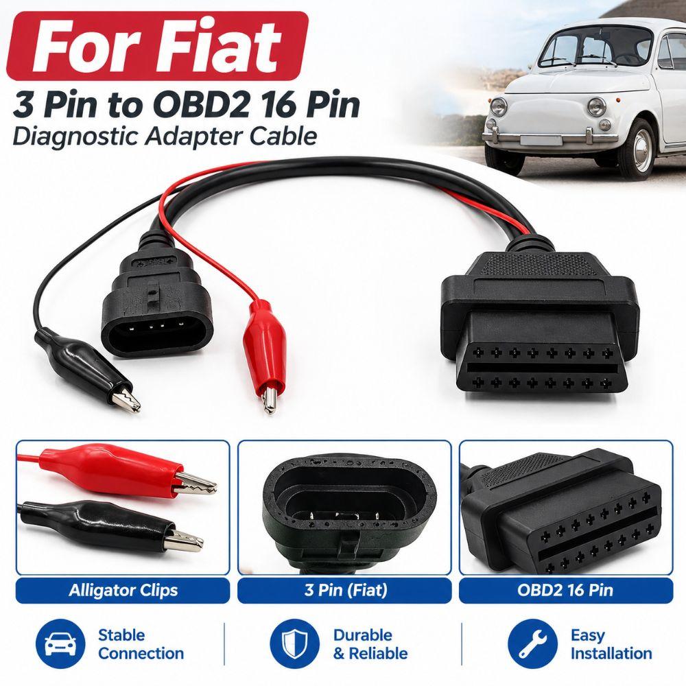 3Pin to 16Pin OBD2 Diagnostic Cable Black Car Diagnostic Extension Cable For Lancia