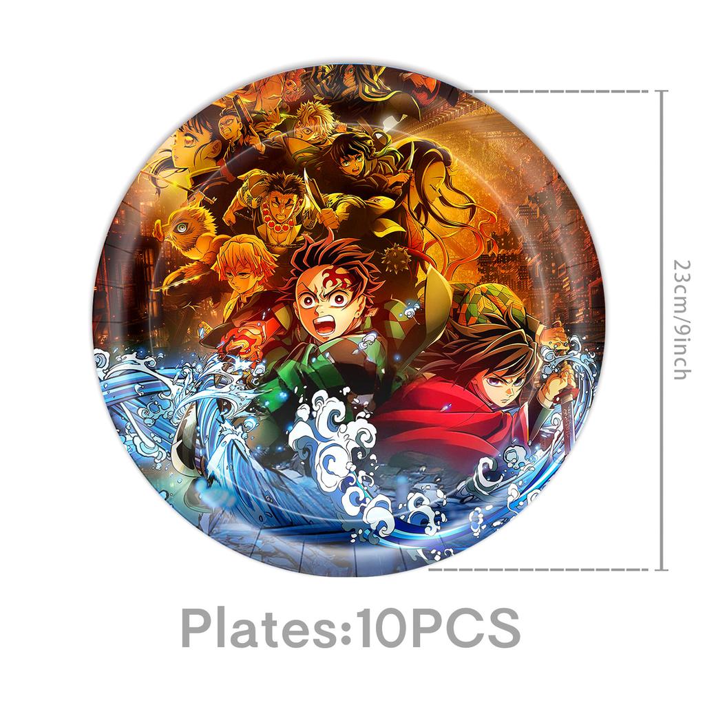 Anime Demon Birthday Party Decoration Disposable Tableware Plate Tablecloth Cup Napkin Baby Shower kids Party Favors Supplies