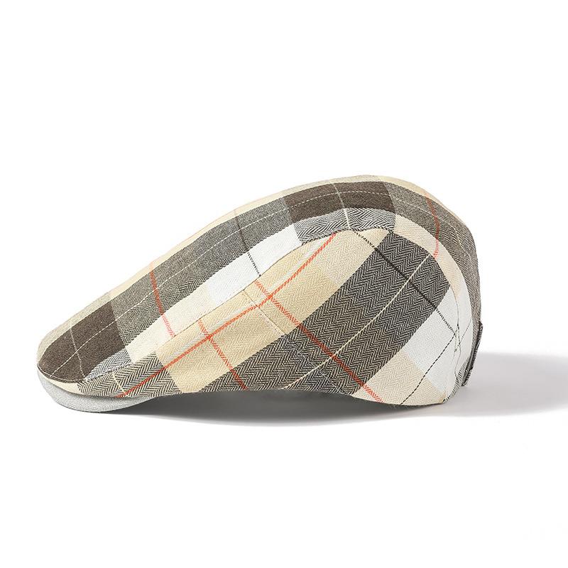 Тонкая секция клетчатой шапочки с язычком утки Ms. Дышащий берет Англии Летняя клетчатая кепка Форвард Мужская шляпа