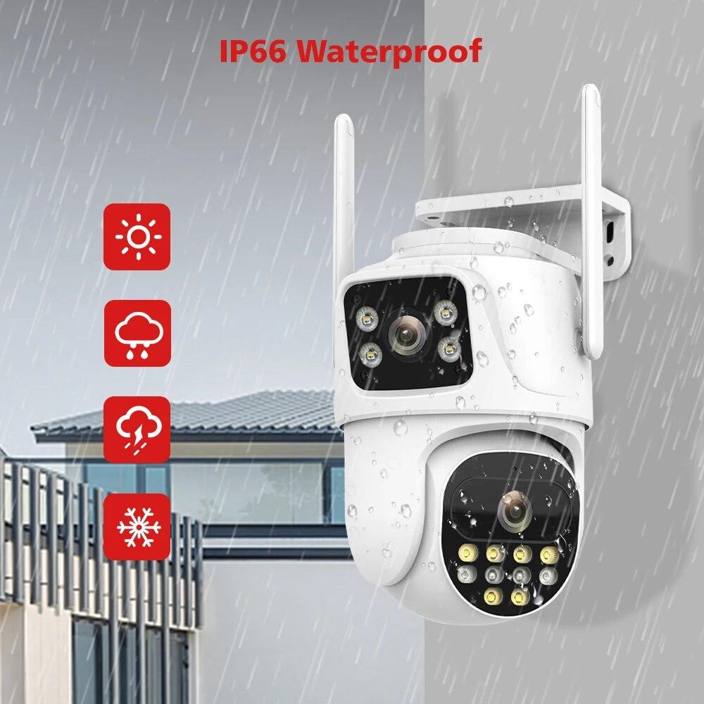 Новая камера наблюдения EU 8MP с двойным экраном и двойным объективом, Wi-Fi, Ai, автоматическое отслеживание цвета, ночного видения, Bluetooth, уличная PTZ-камера безопасности