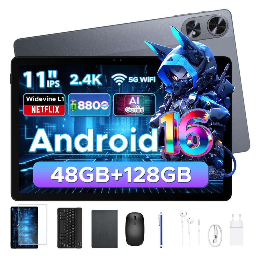 Планшет AP11 Pro на Android 16, 11 дюймов, 48 ГБ + 128 ГБ, 2,4K 90 Гц, Восьмиядерный, 8800 мАч, 5G WIFI, Наушники, Планшет с клавиатурой, пером, мышью