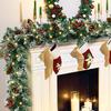 Yousheng Artificial Christmas Garland with 50 LED Lights Battery Operated Prelit Greenery Garland with Pine Cones Red Berries for Mantle Staircase