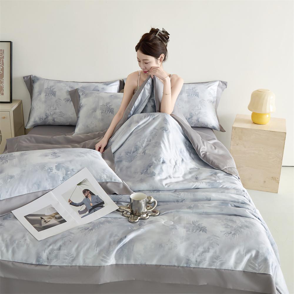 Mei Yun Ge washed silk digital printed corner style summer quilt