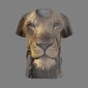 Animal Lion Summer Outfit New Men's 3D Printed T-shirt Men's Fashion Loose Three-dimensional Versatile Round Neck Short Sleeved T-shirt