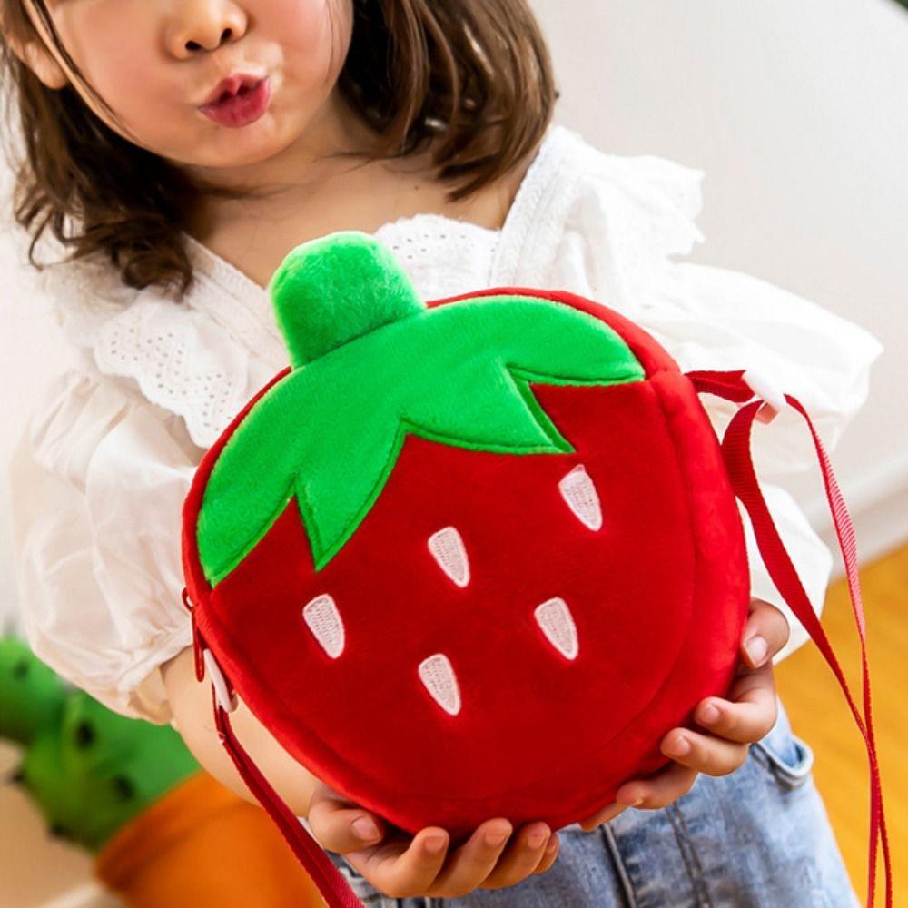 Cartoon Strawberry Doll Bag Trendy Fashion Fruit Plush Shoulder Bags Carrot Plush Bag Kids