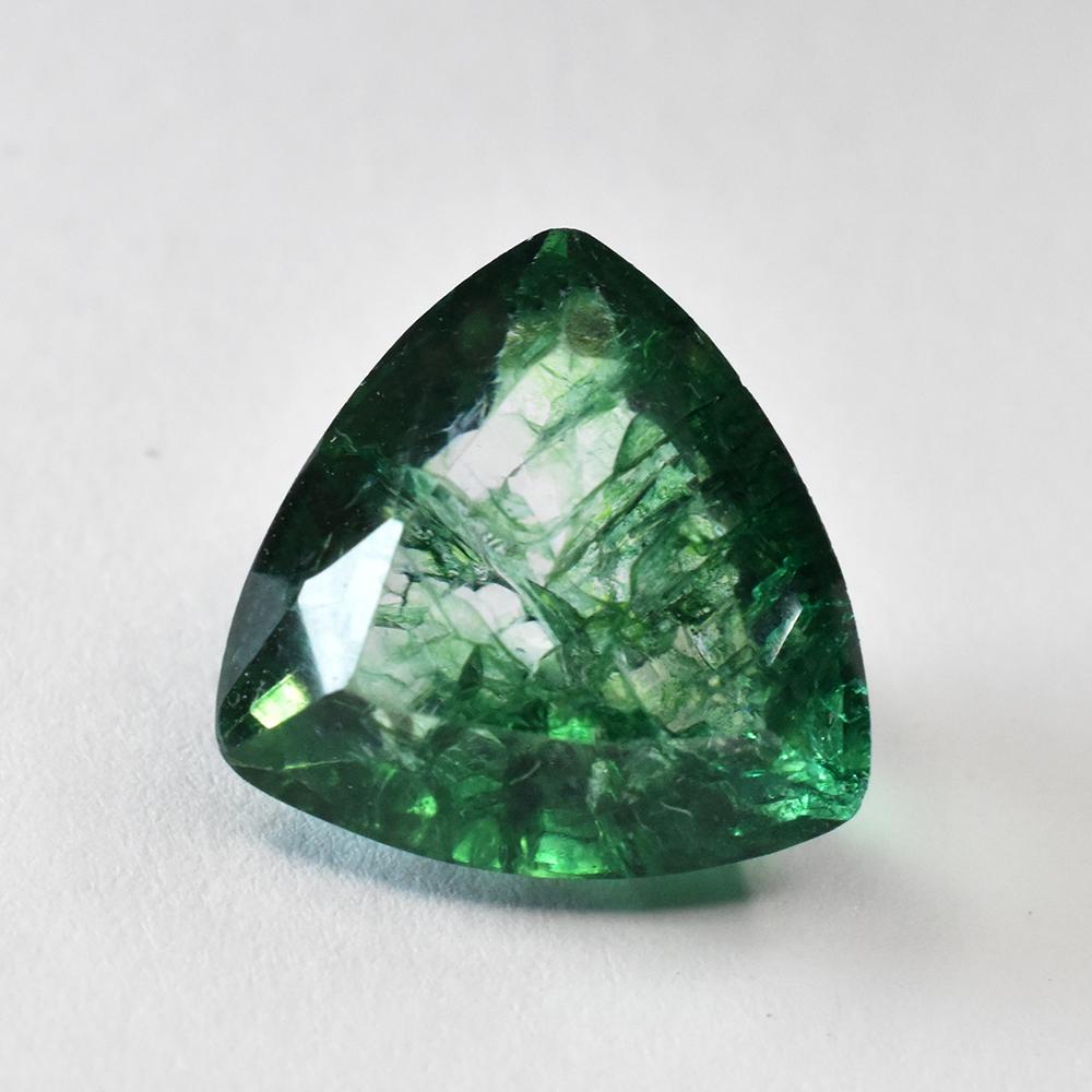 Natural Green Emerald Loose Gemstone 6.45 ct Trillion Shape for Jewelry Making and Gem Collections