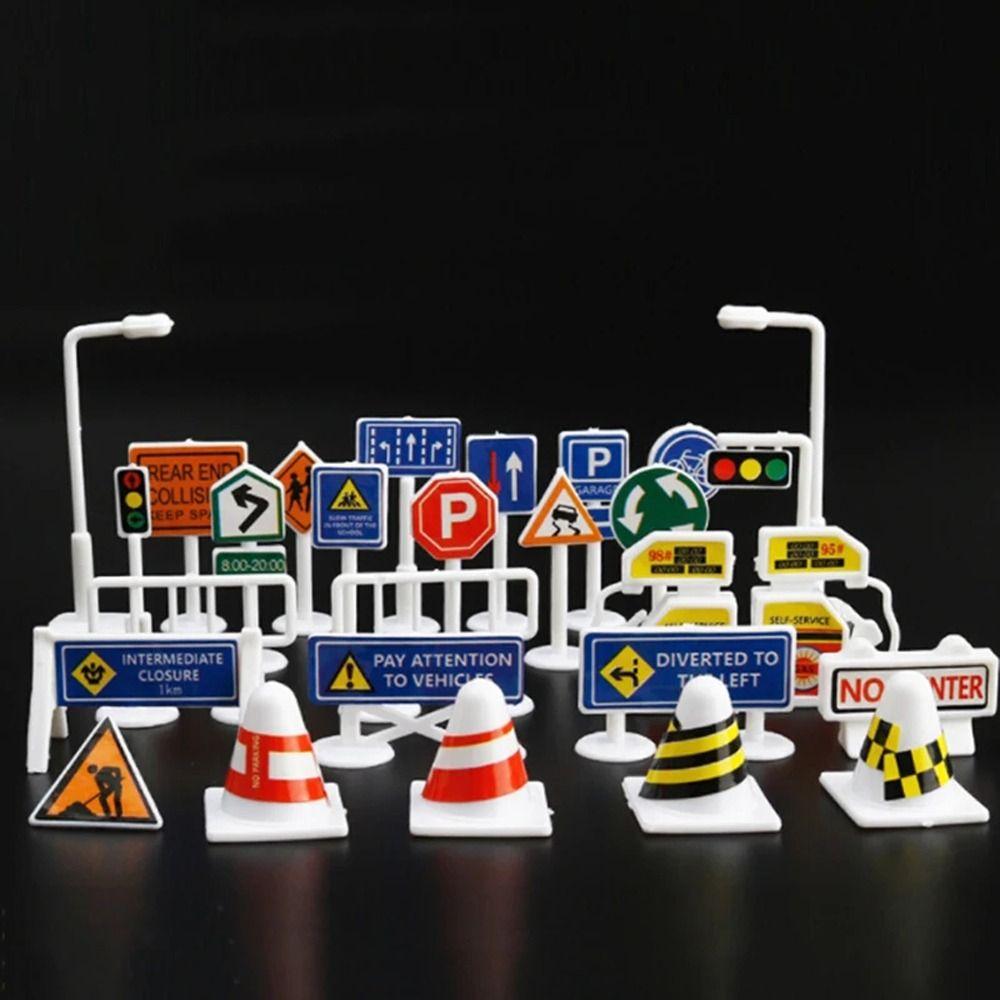 Parking Lot Traffic Sign Models Roadmap Street Sign Cones Creative Traffic Barrier Signs Kids Toy