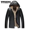 Autumn and Winter Handsome Warm and Velvet Thick Leather Jacket Men's Jacket with Hood and Velvet Thick Fur Jacket Parka Coat