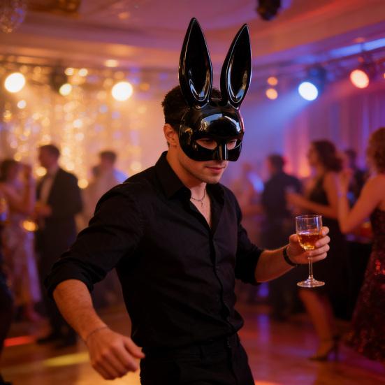 Хэллоуин Маска Кролика Длинные Уши Кролик Полумаска для Дня Рождения Пасхи Хэллоуина Маскарад Косплей Вечеринка Костюм