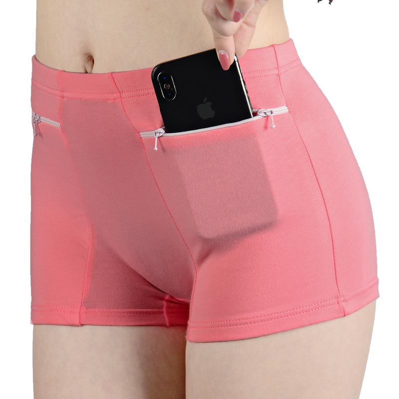 Women Cotton Panties High Waist Briefs Pockets Zipper Underwear Plus Size Underpants Simple Elderly Female Safety Shorts Pants Pants-shorts Bikinis