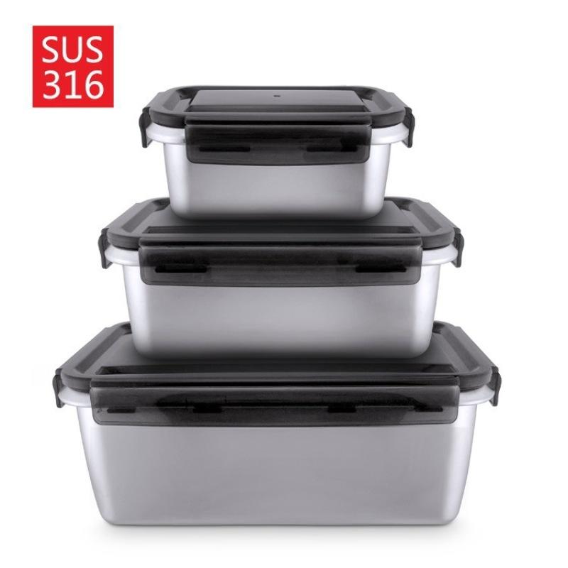 Ланч-бокс из нержавеющей стали Контейнер для хранения продуктов питания Bento Crisper с крышкой