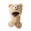 Windproof Fluffy Winter Beanie Hat Soft Bear Earmuffs Hat Cute Kids Integrated Scarf Hat  Unisex