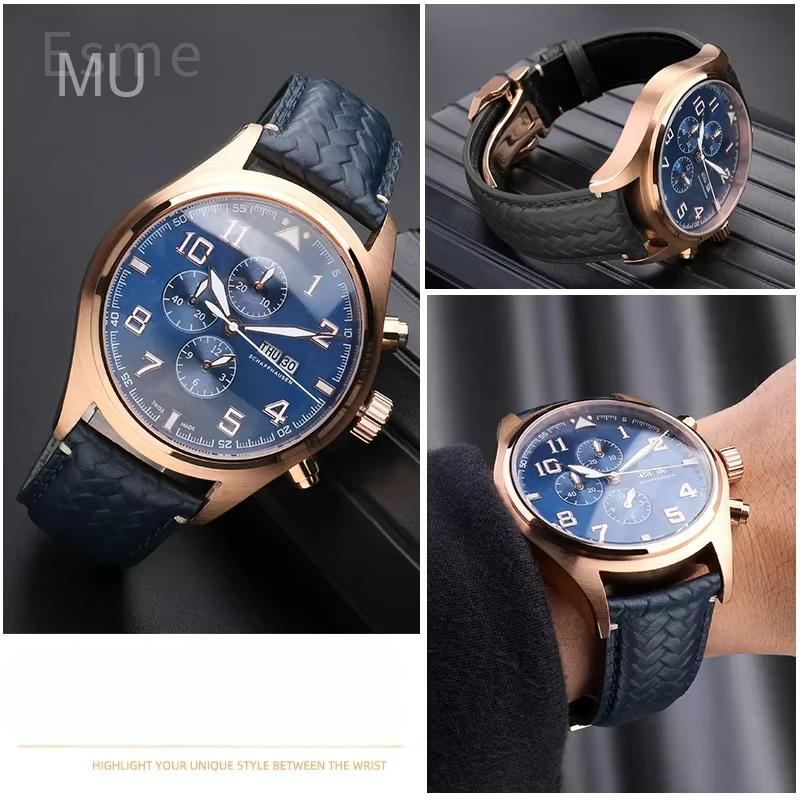 Для IWC Portuguese Series IW503312 IW500713 IW371614 Эластичные Водонепроницаемые Влагостойкие Плетеные Ремешки из Натуральной Коровьей Кожи 20 22 мм