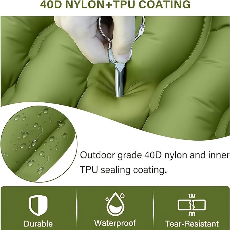 Очень толстый самонадувающийся спальный коврик со встроенной подушкой и ножным насосом - портативный, нейлоновый кемпинговый коврик для пешего туризма, путешествий и палаток