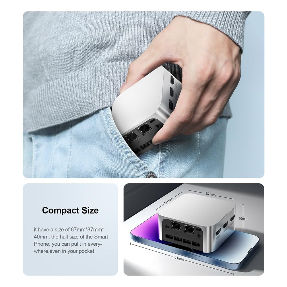 GZBOX Mini PC Маленький ПК Без Windows 11 Pro 12-го поколения Intel Alder Lake N100 Max Маленький ПК 16 ГБ DDR5 Без SSD Игровая консоль Ультра Мини Мини-компьютер