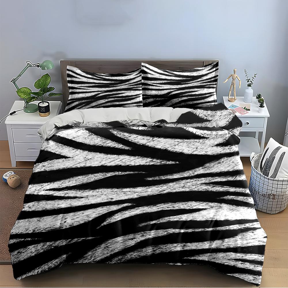 Zebra Print Bedding Set Three Pieces Bedding set (1 duvet cover, 2 pillowcases, duvet not included)