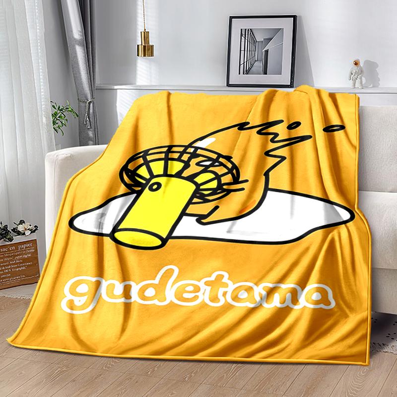 1pc Blanket Sanrio Gudetama Print Design, Lightweight Blanket for Sofa, Bed- Soft &Warm, Gift for All Seasons like Christmas, Halloween
