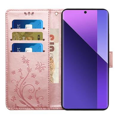 Для Xiaomi 15 Pro Кожаный чехол-кошелек с тиснением «Цветок бабочки» с ремешком