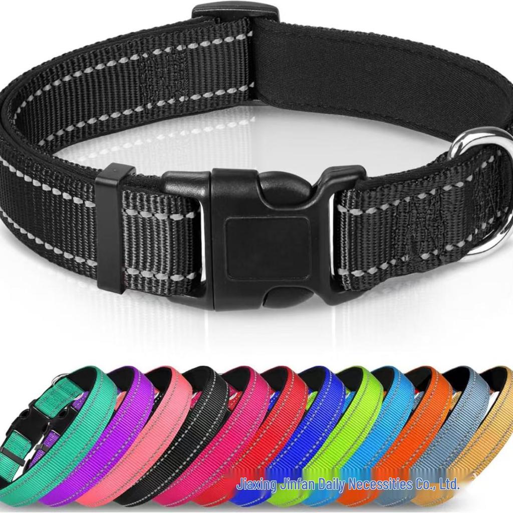Adjustable Reflective Breathable Nylon Dog Collar and Leash Set - Medium Size