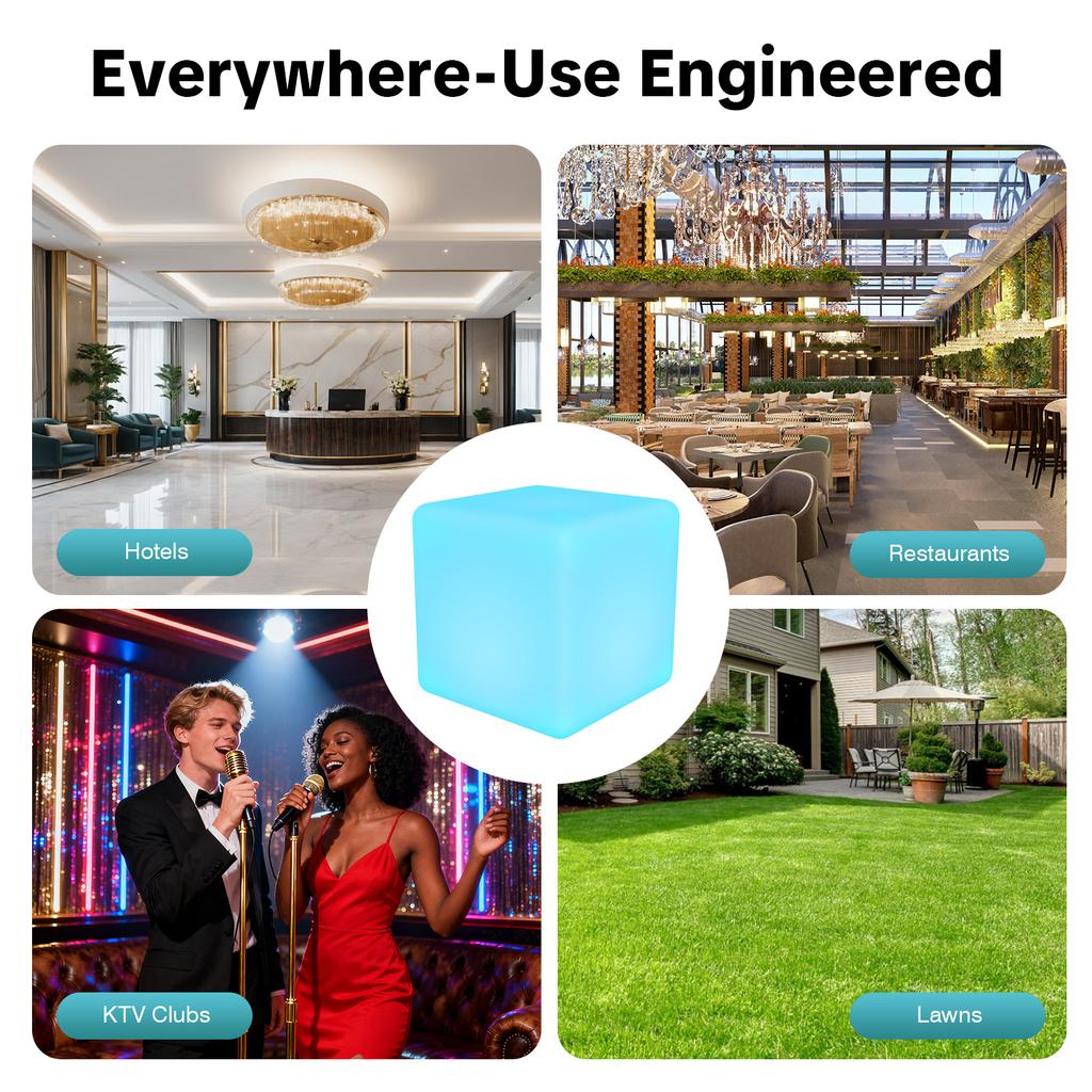 RGB светодиодный квадратный табурет, 16 цветов с изменением, водонепроницаемый IP54, грузоподъемность 400 фунтов, табурет с пультом для домашнего бара, вечеринки