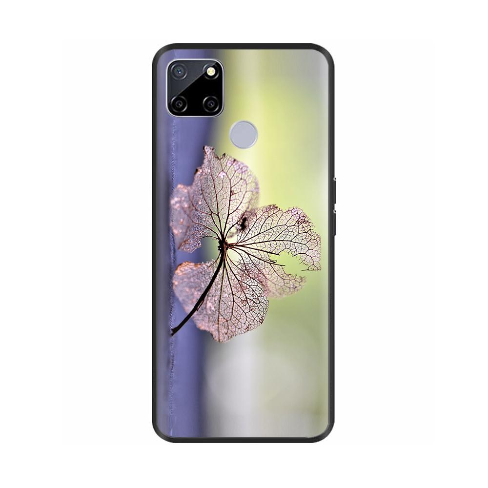 Чехол для Realme C25 C25s Мягкий Милый Чехол для OPPO Realme C25Y C21Y Силиконовый Черный ТПУ Чехол для Телефона Для OPPO Realme C21 Цветочный Чехол