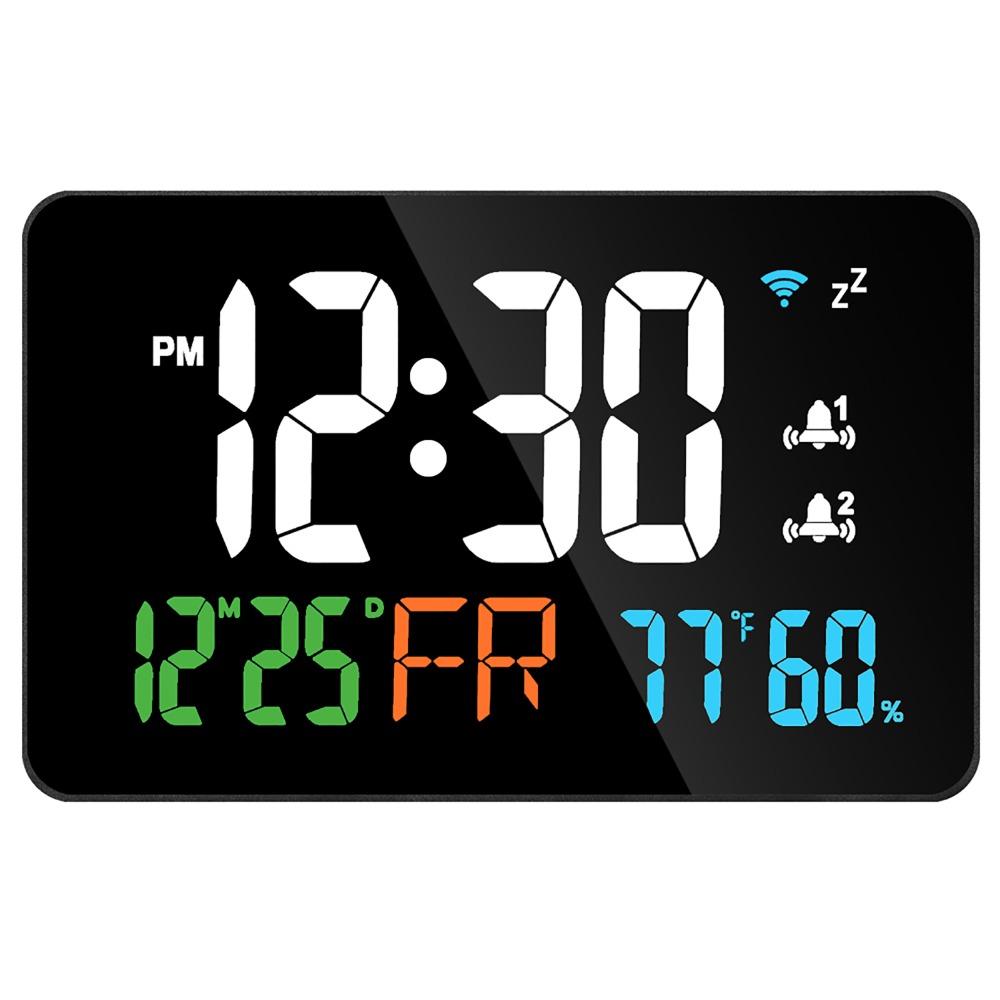 LED Display Digital Alarm Clock Temperature Humidity WiFi Alarm Clock For Office Desk