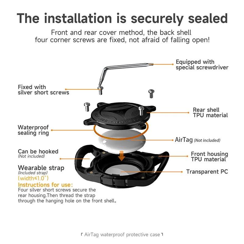 Для отслеживания Airtag часы с защитой от потери с тремя водонепроницаемыми рукавами, водонепроницаемый защитный чехол с ремешком из ТПУ