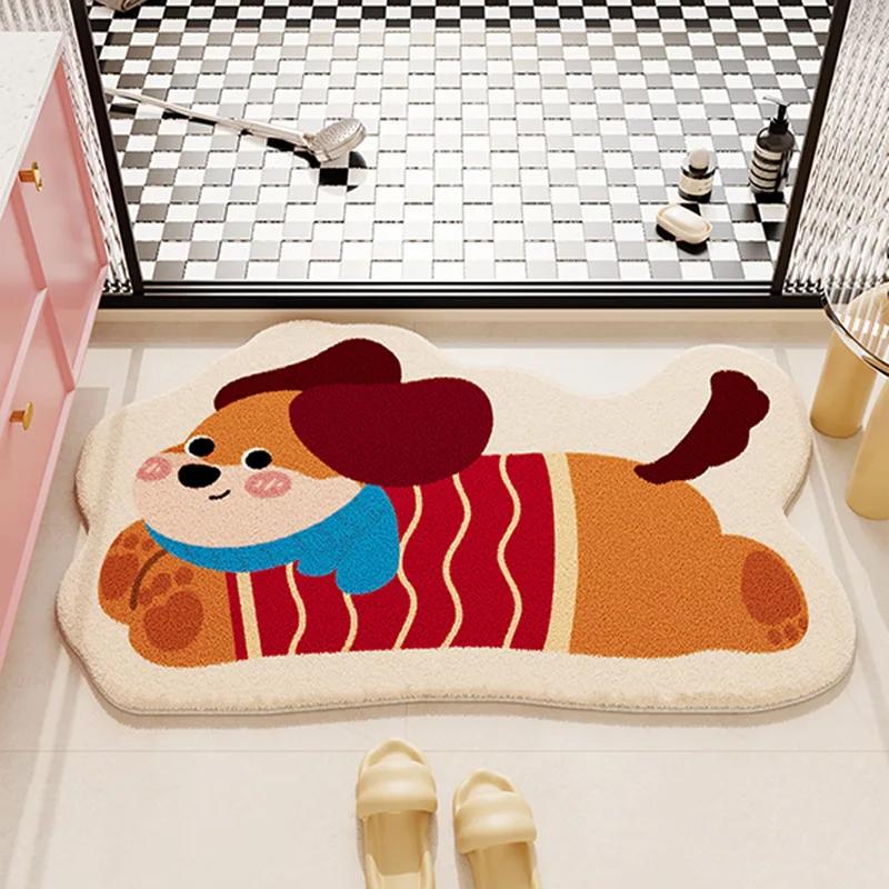 VIKAMA Quick-Dry Bath Mat Bathroom & Kitchen Non-Slip Mat Cashmere-Soft Textile Floor Mat Machine-Washable Non-Slip Mat