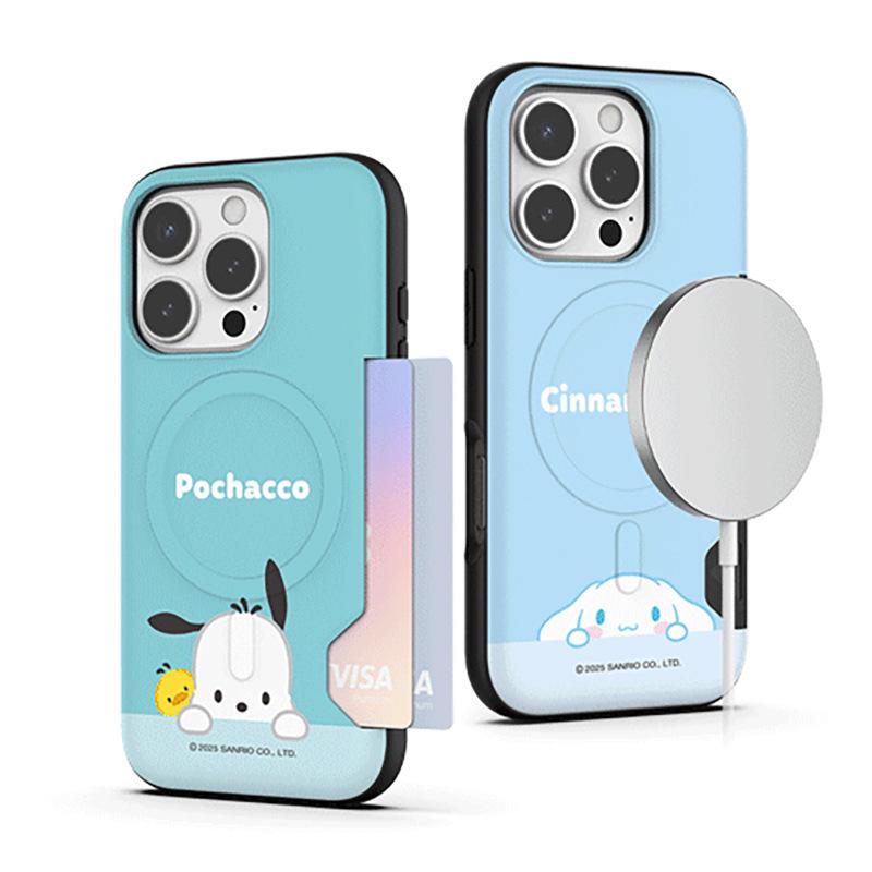 Магнитный защитный чехол Hello Kitty & Kuromi для iPhone 17 Pro Max со слотом для карт