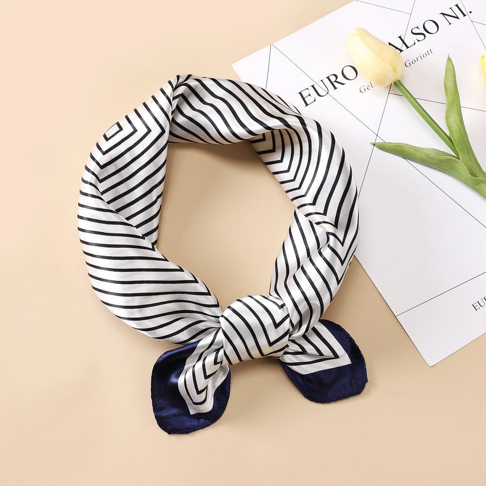 Атласный маленький квадратный шарф 60 см шелковый шарф полосатый шарф с принтом декоративная повязка на голову модный женский шелковый шарф