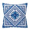 Watercolor Blue Pillowcase Geometry Ethnic Floral Print  Cushion Cover Modern Boho Decor Livingroom Sofa Pillowcase 45*45cm