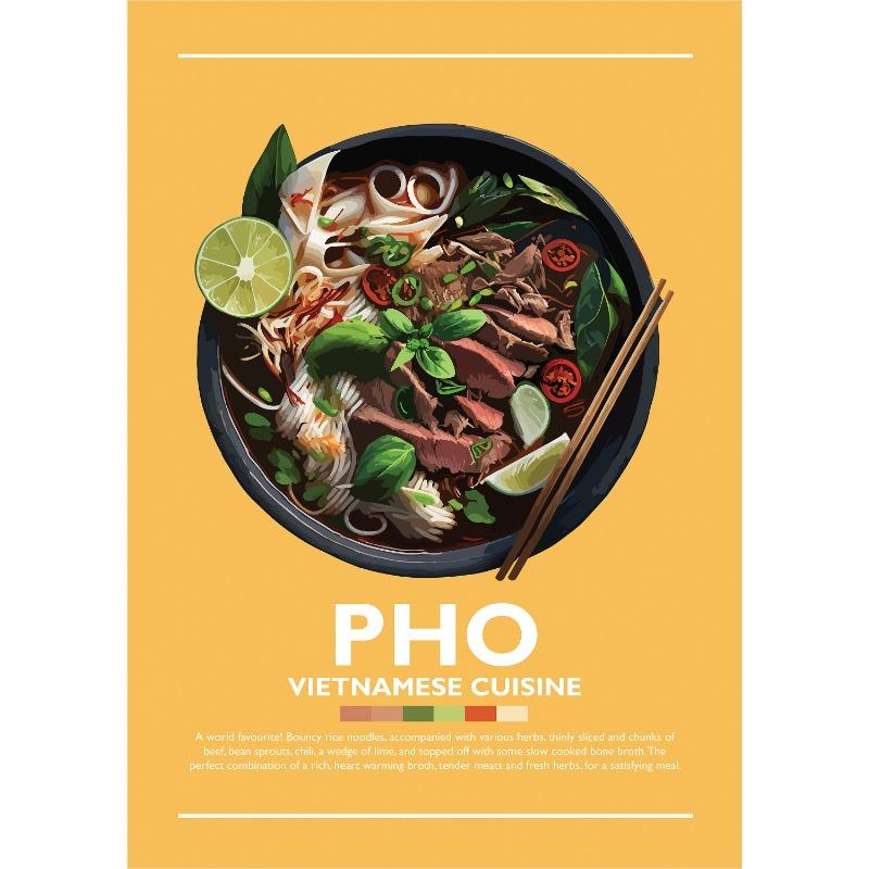 Минималистский вьетнамский постер с едой Banh Mi Bun Cha Goi Cuon Banh Xeo Cao Lau Картина на холсте Настенная картина для кухни Декор для дома
