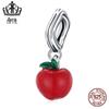 Браслет из стерлингового серебра S925 с подвеской в виде красного яблока с красной эмалью, сделай сам - SCC1913