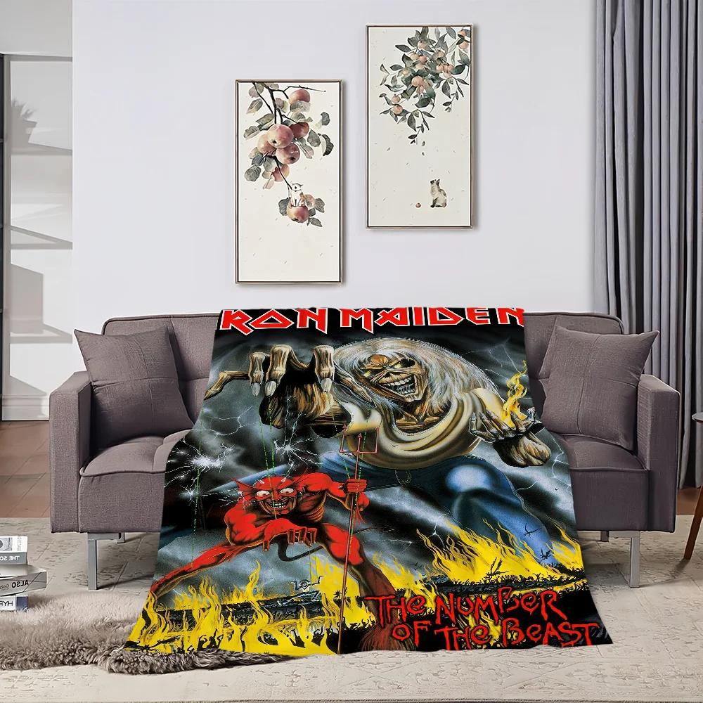 Band Iron Maidens Blanket Skin Friendly Comfort Warm Soft Plush for Sofa Living Room Office Bedroom